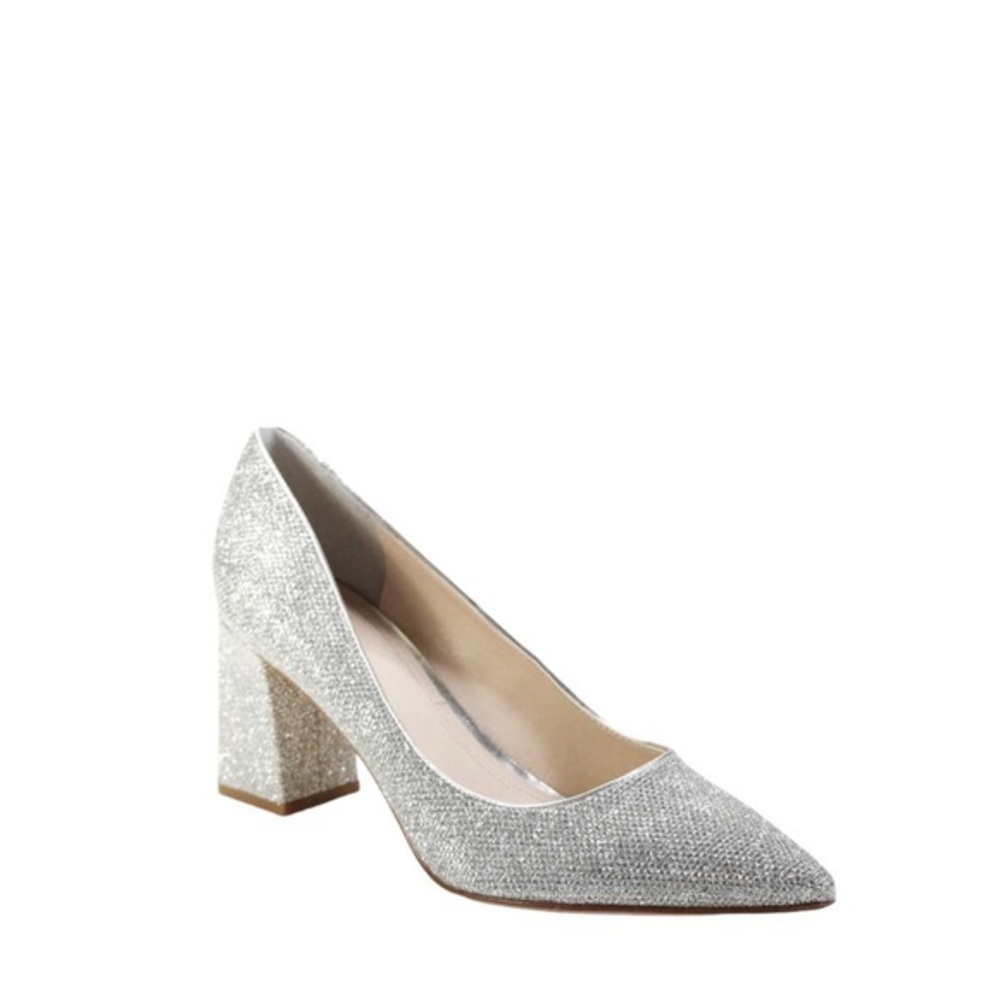 Marc‎ Fisher Zala Silver Metallic Block Heel Pumps